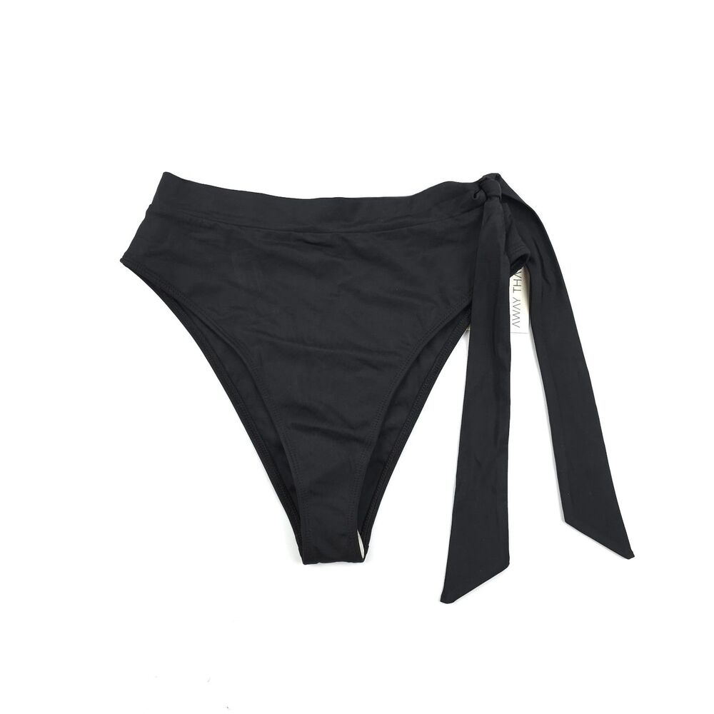 NWT Away That Day Tahiti Side Tie Bottom Black Minimal Boho Resort Clean Girl